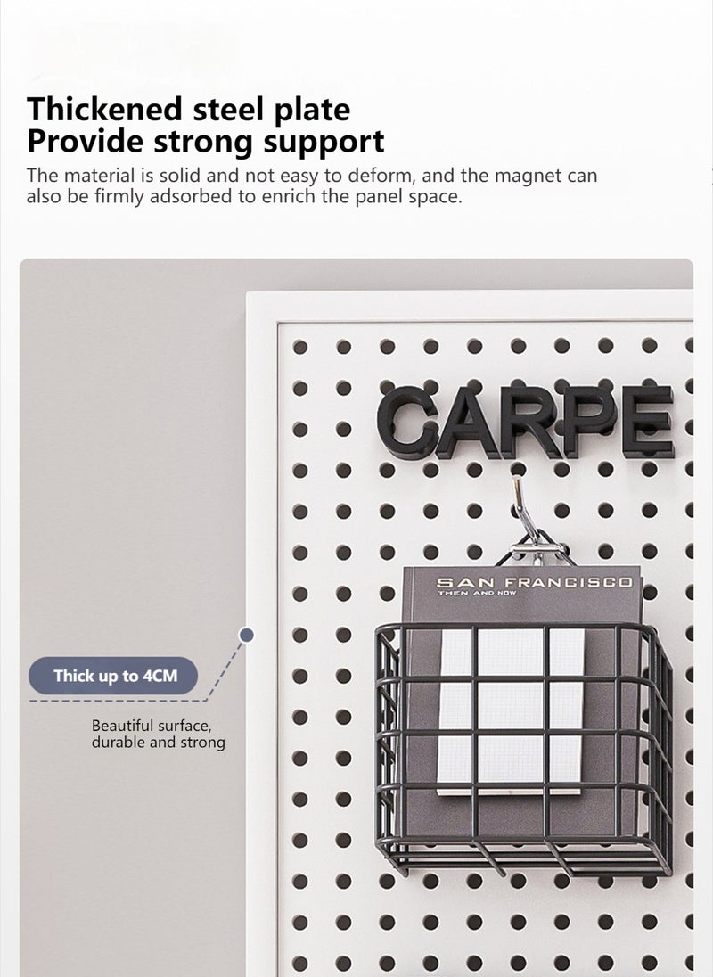 Sharpdo Pegboard Wall Organizer, Wall Mount Display Peg Boards Panels Kits, Large Heavy Duty Metal Peg Board for Bedroom Kitchen Garage Laundry Bathroom(White,100x100cm) - Image 4