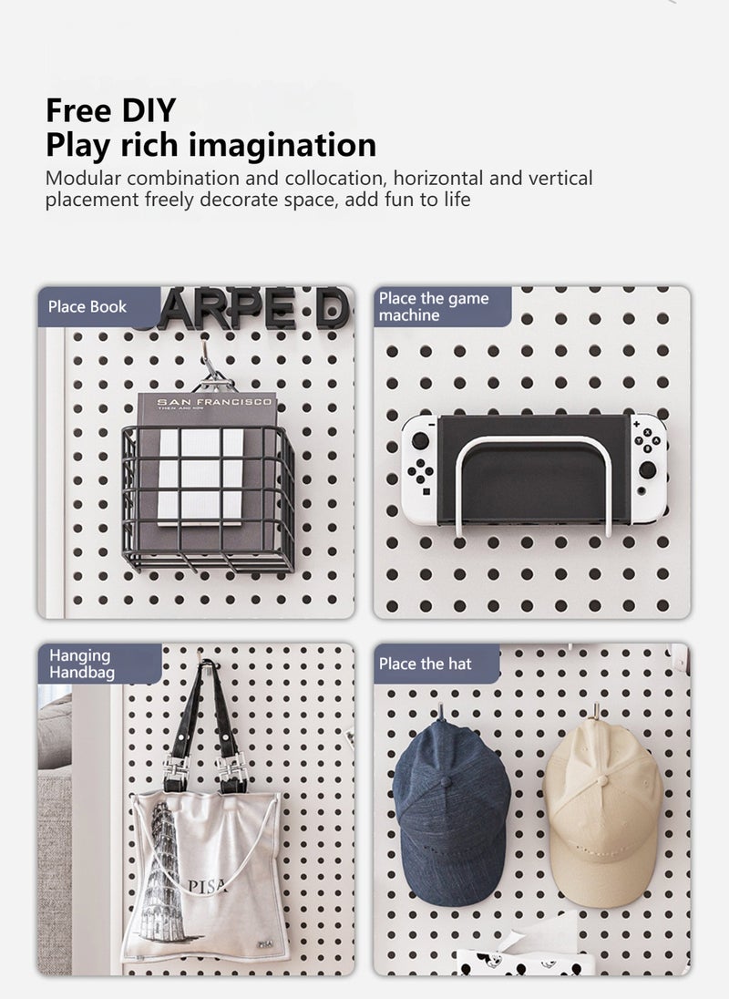 Sharpdo Pegboard Wall Organizer, Wall Mount Display Peg Boards Panels Kits, Large Heavy Duty Metal Peg Board for Bedroom Kitchen Garage Laundry Bathroom(White,100x100cm) - Image 3