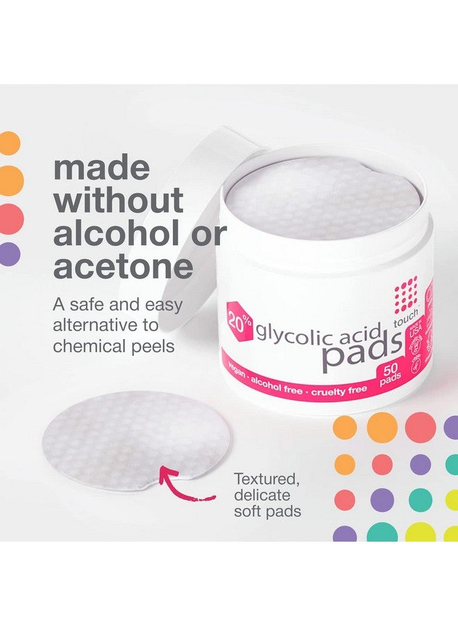 TOUCH 20% Glycolic Acid Pads Exfoliating And Resurfacing AHA Peel Face Wipes - Great for Dullness, Pores, Scars, Fine Wrinkles, Uneven Skin Tone & Texture, 50 Count - Image 4