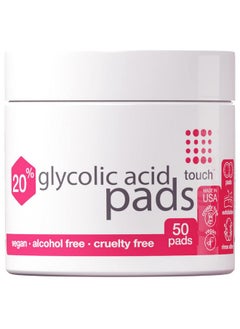 Touch TOUCH 20% Glycolic Acid Pads Exfoliating And Resurfacing AHA Peel Face Wipes - Great for Dullness, Pores, Scars, Fine Wrinkles, Uneven Skin Tone & Texture, 50 Count  - Image 1