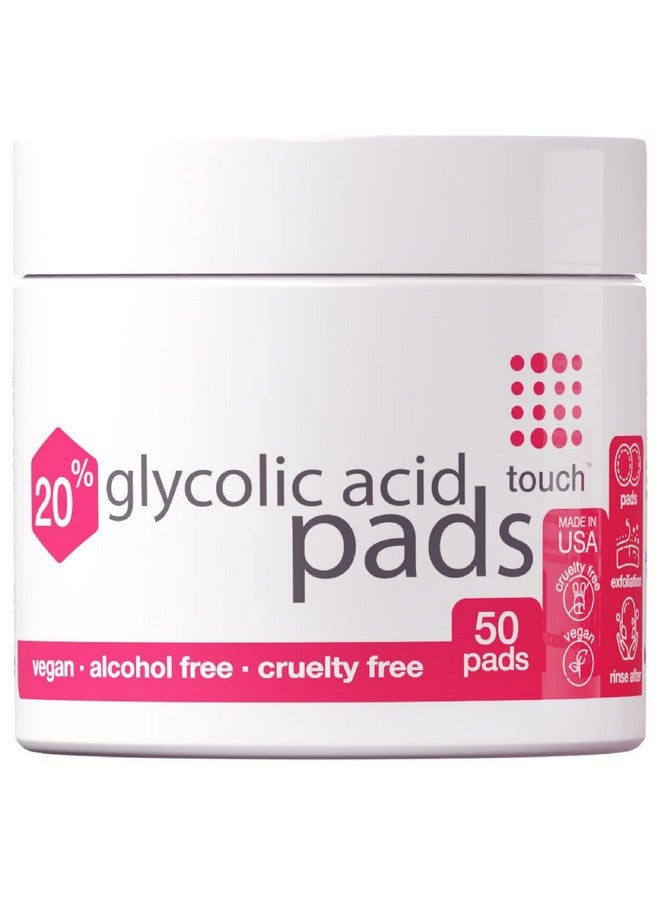 TOUCH 20% Glycolic Acid Pads Exfoliating And Resurfacing AHA Peel Face Wipes - Great for Dullness, Pores, Scars, Fine Wrinkles, Uneven Skin Tone & Texture, 50 Count - Image 1