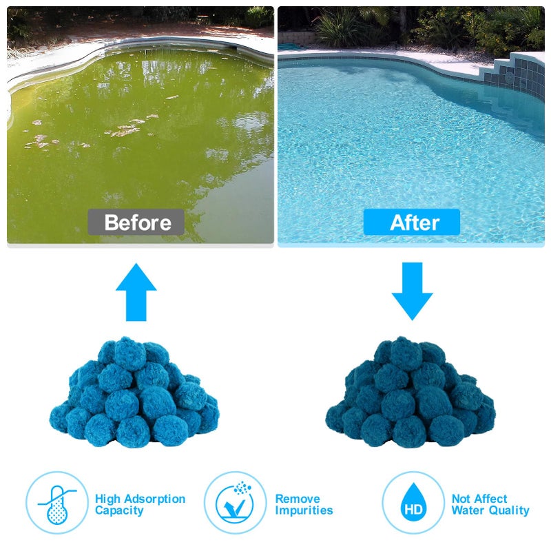 Askyli 3.1 lbs Pool Filter Balls for Sand Filter, Reusable Pool Sand Filter Balls, Efficient Blue Filter Media Balls, Suitable for All Sand Filter System (Equals 100lbs Pool Filter Sand) - Image 4