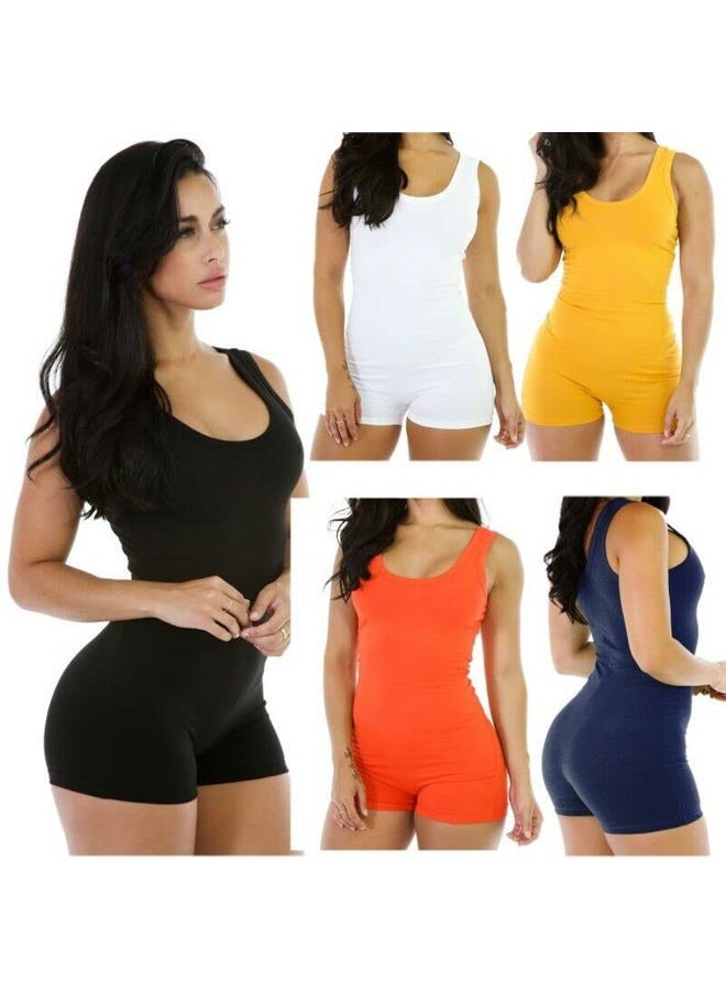 Boolavard Short Romper Jumpsuit Leotard Sleeveless Top Women Stretch BlouseLady Bodysuit (Grey, L) - Image 5