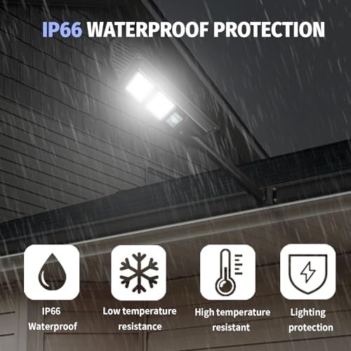 GLW 30000LM Solar Street Lights Outdoor Waterproof, 6000K Solar Flood Lights with Motion Sensor and Remote Control for Garden, Yard, Garage, Backyard (2 Pack) - Image 5