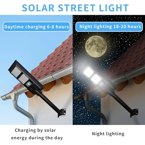 GLW 30000LM Solar Street Lights Outdoor Waterproof, 6000K Solar Flood Lights with Motion Sensor and Remote Control for Garden, Yard, Garage, Backyard (2 Pack) - Image 3