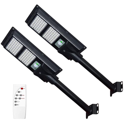 GLW 30000LM Solar Street Lights Outdoor Waterproof, 6000K Solar Flood Lights with Motion Sensor and Remote Control for Garden, Yard, Garage, Backyard (2 Pack) - Image 1
