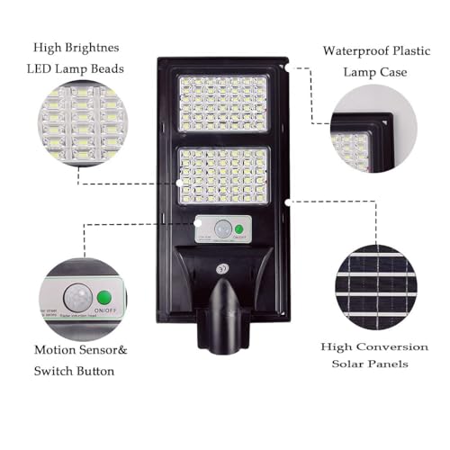 GLW 30000LM Solar Street Lights Outdoor Waterproof, 6000K Solar Flood Lights with Motion Sensor and Remote Control for Garden, Yard, Garage, Backyard (2 Pack) - Image 2