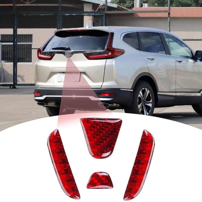 LANZMYAN Compatible with Car Rear Tailgate Emblem Logo Trim Accessories Carbon Fiber Emblem Badge Decal Cover Sticker for Honda CRV 20172022Red