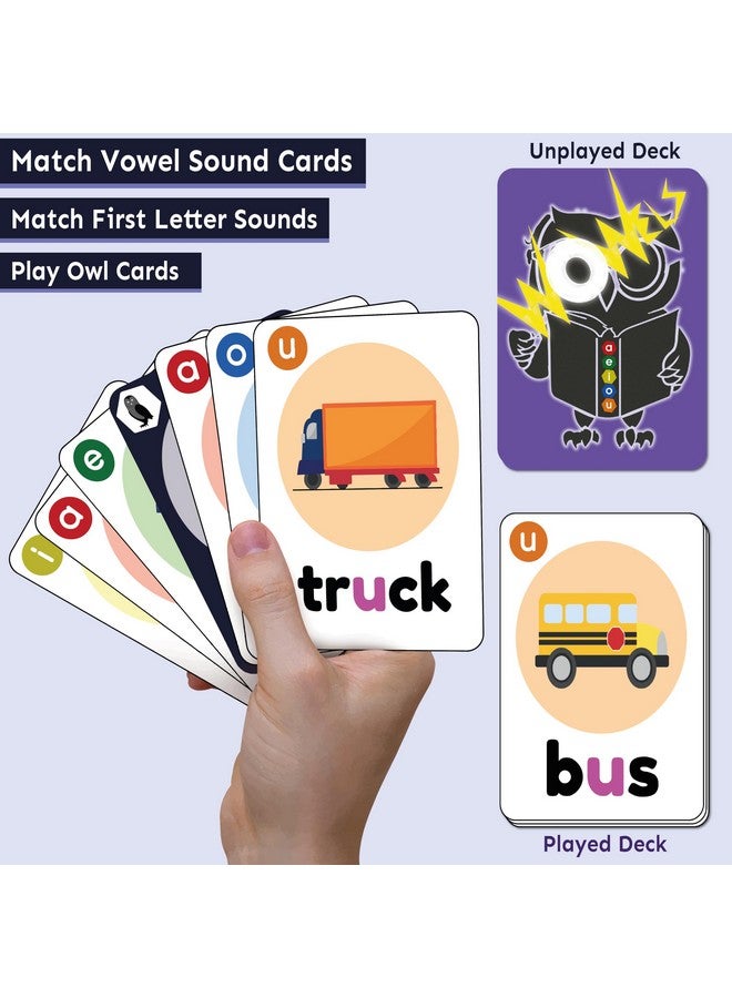 THE BAMBINO TREE THE BAMBINO TREE WOWELs Phonics and Vowel Sounds Card Game - Learn to Read Kindergarten 1st 2nd Grade Learning - Short Vowel CVC Words and Long Vowel Matching Game 2-8 Players  - Image 3