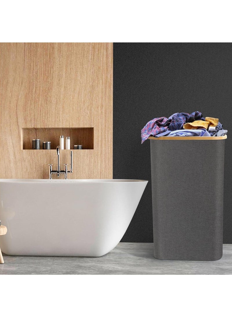 Y&D 100L Household Foldable Bamboo Storage Inner Net Outer Frame Laundry Basket - Image 5