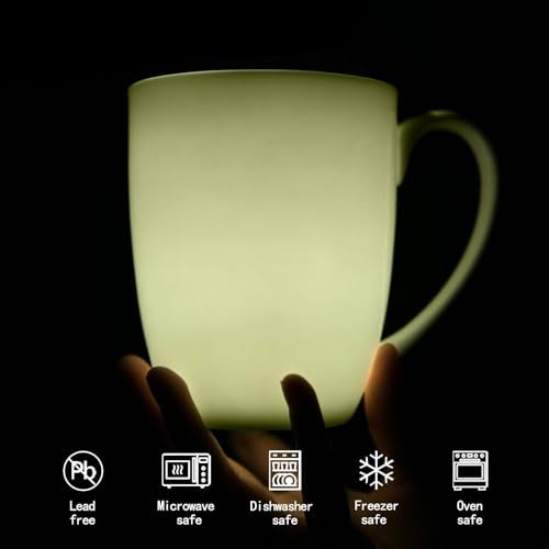 COSTMANCE Plain White Fine Bone China Blank Coffee Mugs Set of 2, 11 Oz Tea Cups with Large Handle, Lightweight Ceramic Coffee Mugs, Aesthetic Coffee Cups - Image 3