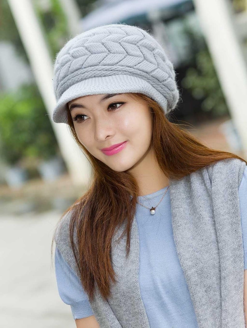 HINDAWI Women Winter Warm Knit Hat Wool Snow Ski Caps with Visor - Image 4