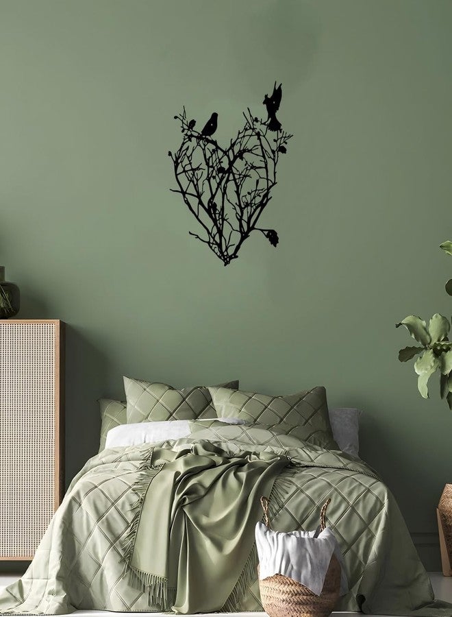 GAIETY 1PC Creative Metal Wall Art Decor with Flowers Butterfly Birds Skull, Black Modern Wall Hanging Decorations Wall Sculpture for Living room Bathroom Bedroom Kitchen Office, Christmas New Year Housewarming Gifts (Branches Heart) - Image 2