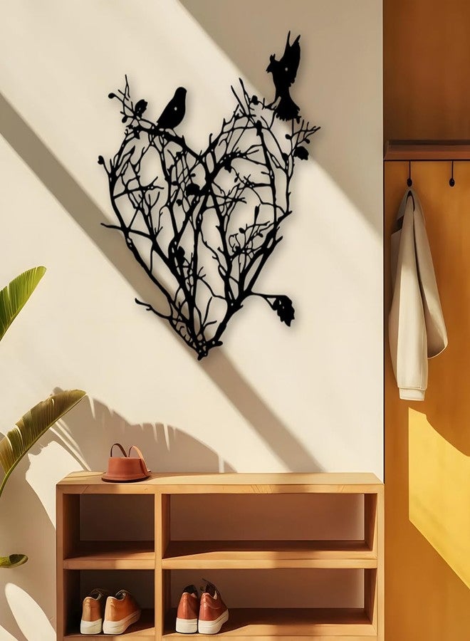 GAIETY 1PC Creative Metal Wall Art Decor with Flowers Butterfly Birds Skull, Black Modern Wall Hanging Decorations Wall Sculpture for Living room Bathroom Bedroom Kitchen Office, Christmas New Year Housewarming Gifts (Branches Heart) - Image 4