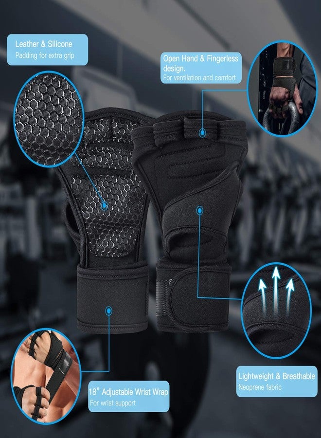 GymWar Workout Gloves with Wrist Support for Gym Workouts, Pull Ups, Cross Training, Weightlifting, Calisthenics, WOD, Exercise - Silicone Padding - Image 2