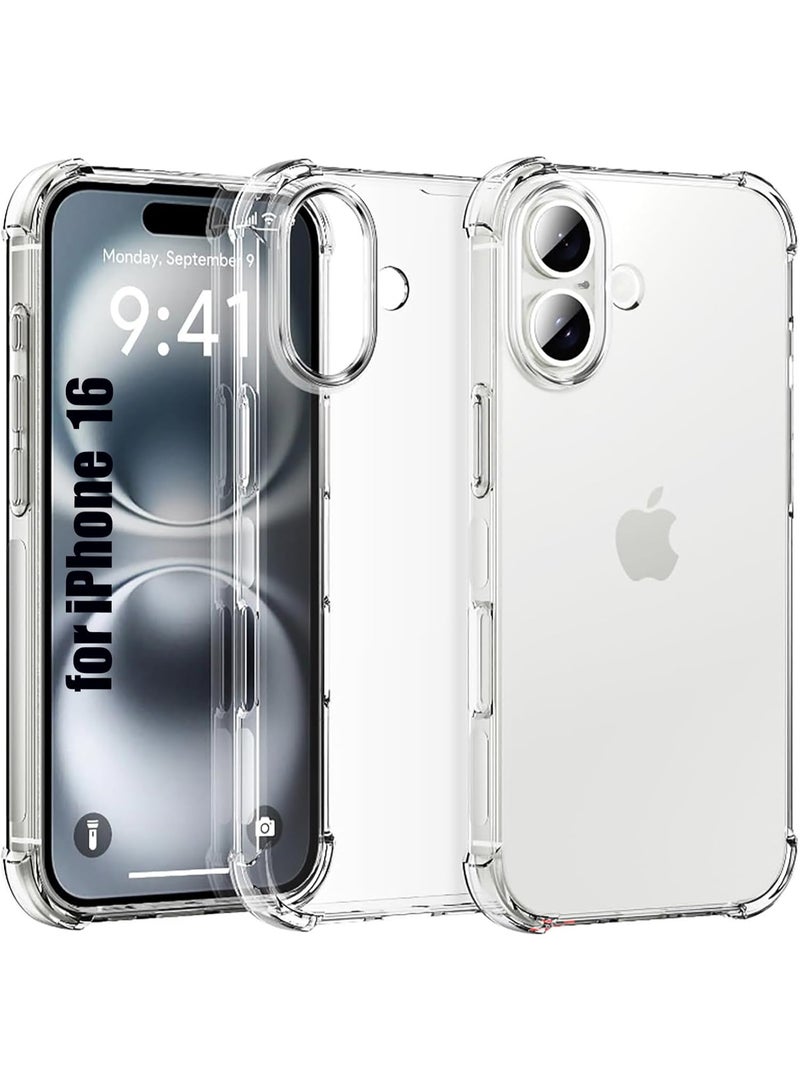 Clear Case for iPhone 16 Case, Shockproof Thin Cover, Yellowing-Resistant Slim Transparent TPU Phone Case, Zero Series, Clear
