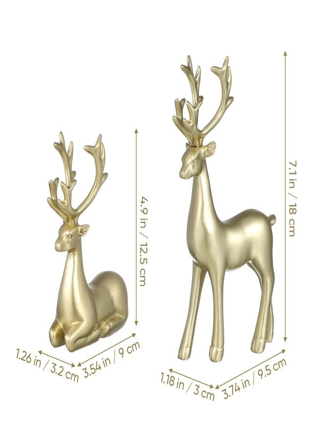 BESPORTBLE 2pcs Reindeer Christmas Decor - Elegant Resin Tabletop Deer Figurines for Holiday Home Rustic Table Decor, Xmas Party Centerpiece & Festive Mantel Displays (Gold) - Image 4