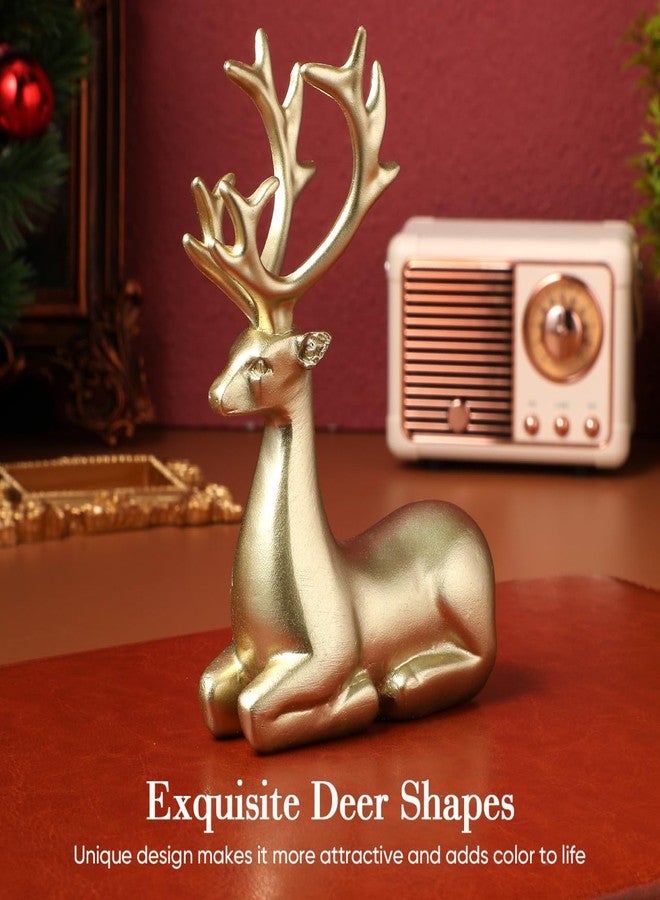BESPORTBLE 2pcs Reindeer Christmas Decor - Elegant Resin Tabletop Deer Figurines for Holiday Home Rustic Table Decor, Xmas Party Centerpiece & Festive Mantel Displays (Gold) - Image 3