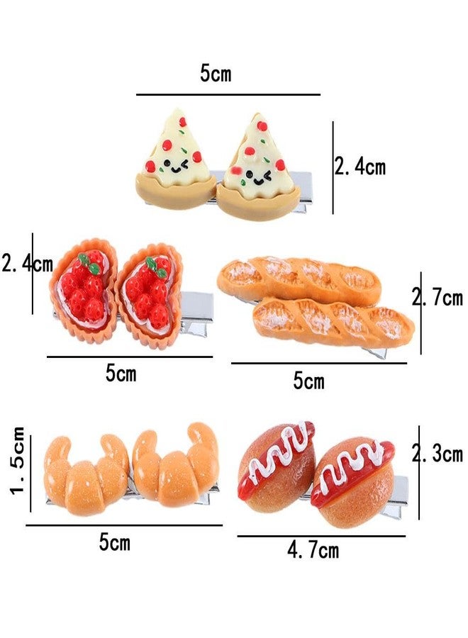 Kopida 5PCS Mini Food Hair Clips Egg Tart Duckbill Clips Pizza BB Hairpins Simulated Food Hot Dog Hairpins Bread Side Clips Hair Accessories - Image 2