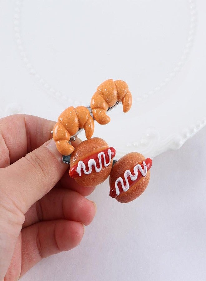 Kopida 5PCS Mini Food Hair Clips Egg Tart Duckbill Clips Pizza BB Hairpins Simulated Food Hot Dog Hairpins Bread Side Clips Hair Accessories - Image 5