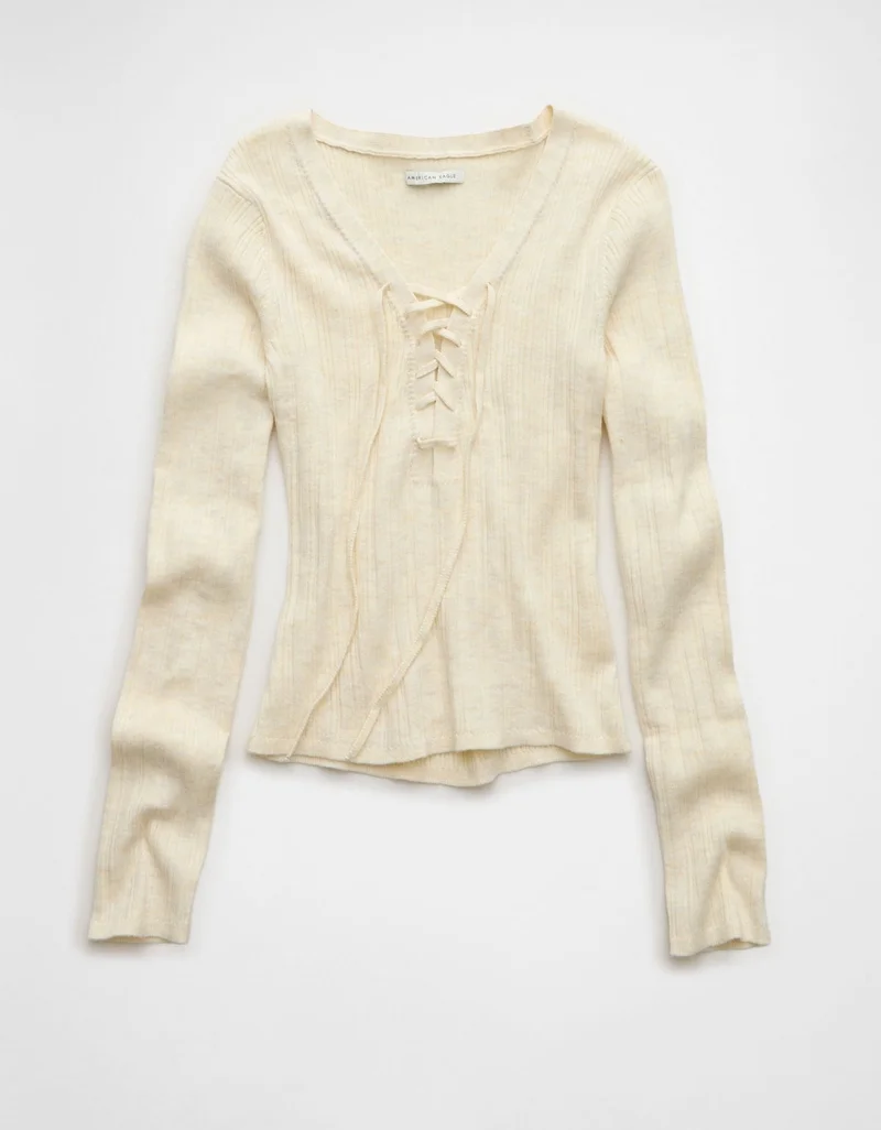 American Eagle  AE Lace-Up Sweater for Women | Best Price UAE