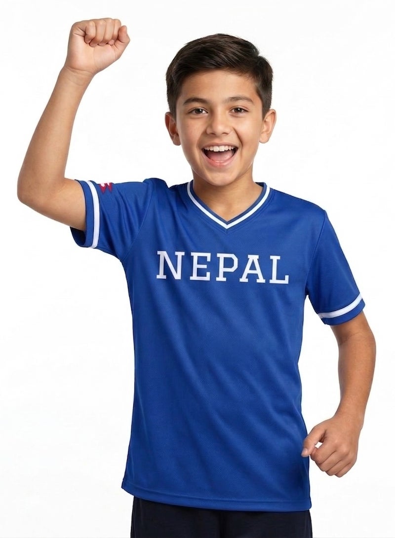Baseball United Nepal Baseball National Team Kids' Lifestyle V-Neck Jersey - Image 1