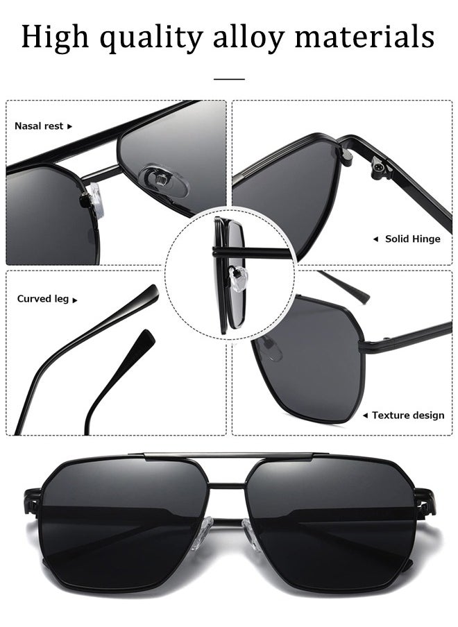AZorb Polarized Aviator Sunglasses Men Women Metal Frame Square Men's Sunglasses Sun Glassess Accessories Gifts UV Protection Shades for Fishing Holiday Driving Black  - Image 3