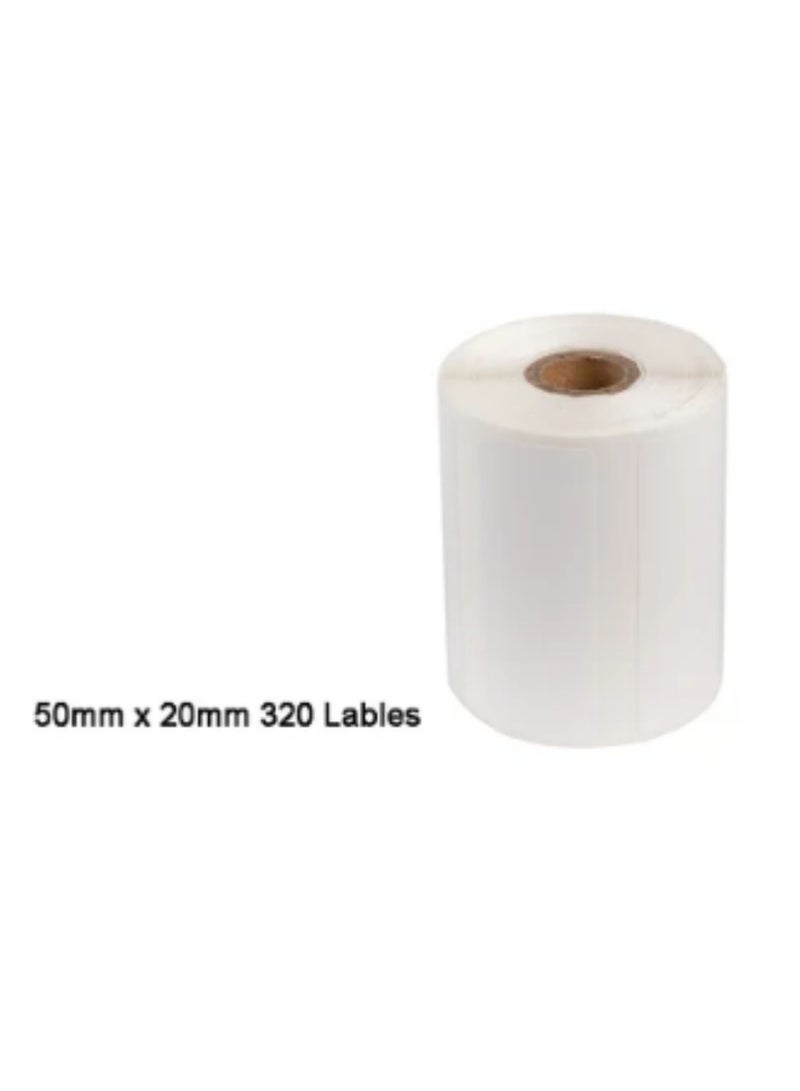 Terabyte Square Label Rolls for M110 / M110S / M120 / M200 / M220 Bluetooth Label Printers | White Self-Adhesive Thermal Labels 50*20mm 320pcs - Image 1