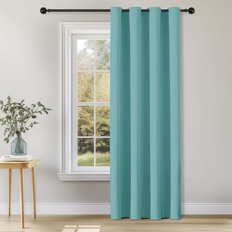 ChrisDowa Blackout Curtains 90 inches Long for Bedroom - Grommet Thermal Insulated Room Darkening Curtains for Living Room (1 Panel  Aqua  52 x 90 Inch) - Image 1