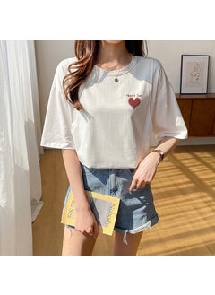 Summer Maternity Nursing T-Shirt 6545-85 white side printed red letters love [loose version of short sleeve]]