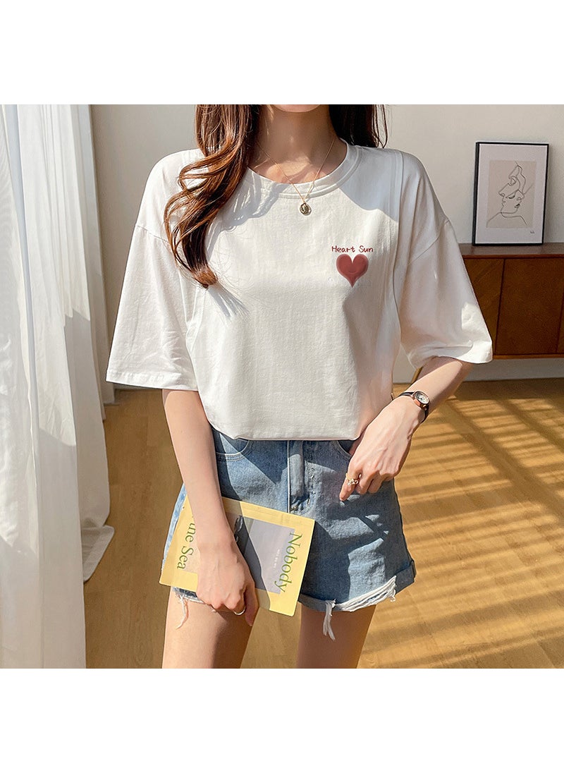 Generic - Summer Maternity Nursing T-Shirt 6545-85 white side printed red letters love [loose version of short sleeve]] - Image 1
