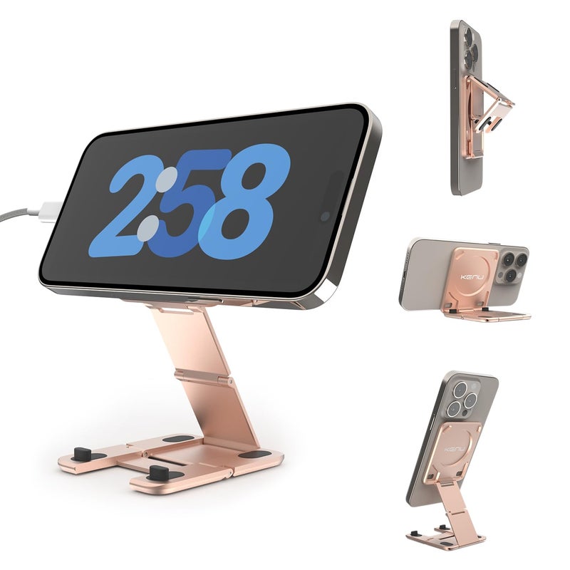 Kenu Stance 10in1 MagSafe Super Gadget Magnetic Tripod Stand Car Ventilation Dashboard CD Holder Finger Holder Aeroplane Mount Selfie Stick More Rose Gold - Image 2