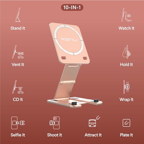 Kenu Stance 10in1 MagSafe Super Gadget Magnetic Tripod Stand Car Ventilation Dashboard CD Holder Finger Holder Aeroplane Mount Selfie Stick More Rose Gold - Image 3