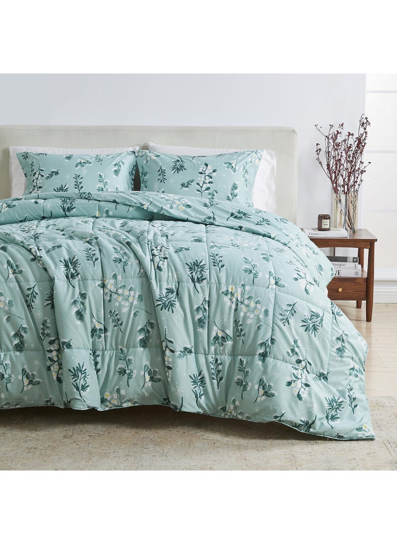 Great Bay Home Great Bay Home Full/Queen Size Holiday Comforter Set - Down Alternative 3 Piece Comforter Sets - All Season Bedding  Winter  Lodge Inspired Bedroom Decor (Full/Queen  Snowy Botanical)  - Image 1