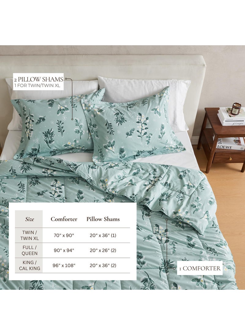 Great Bay Home Great Bay Home Full/Queen Size Holiday Comforter Set - Down Alternative 3 Piece Comforter Sets - All Season Bedding  Winter  Lodge Inspired Bedroom Decor (Full/Queen  Snowy Botanical)  - Image 5