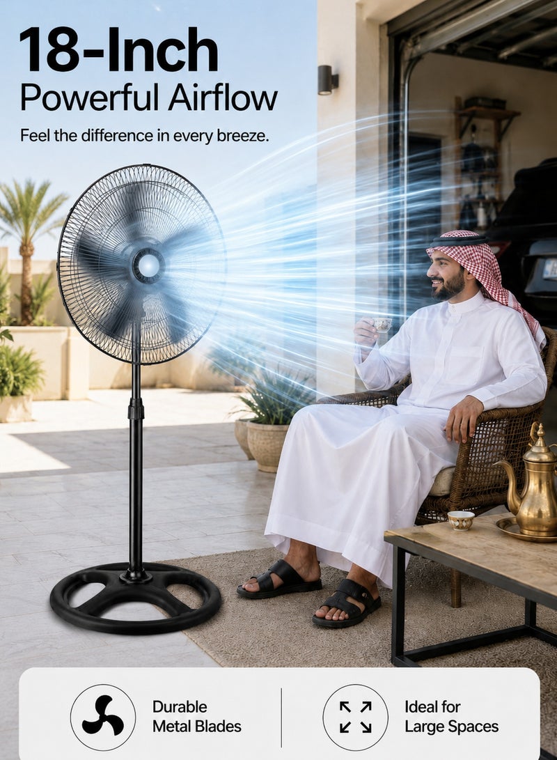 Favarey Electric Standing Fan with Pure Copper Motor, 3 Speed Settings, Low Noise High Efficiency Fan for Home, Office and Bedroom - Image 2