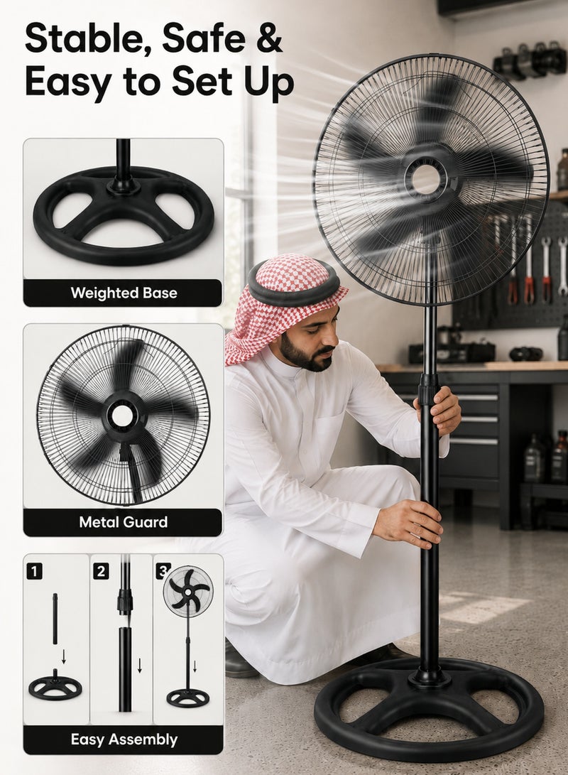 Favarey Electric Standing Fan with Pure Copper Motor, 3 Speed Settings, Low Noise High Efficiency Fan for Home, Office and Bedroom - Image 4