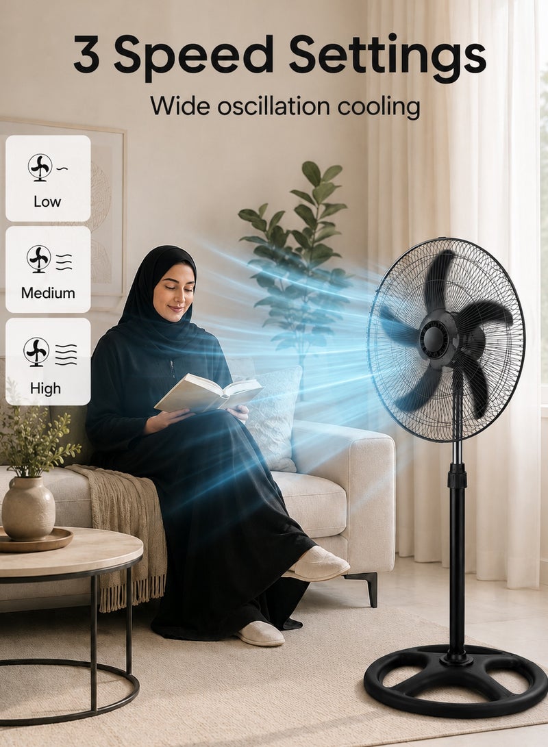 Favarey Electric Standing Fan with Pure Copper Motor, 3 Speed Settings, Low Noise High Efficiency Fan for Home, Office and Bedroom - Image 3