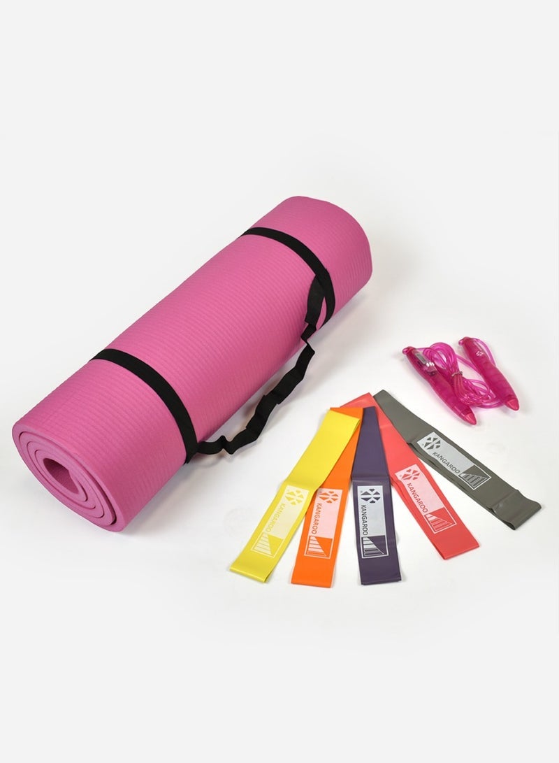 KANGAROO Exercise Mat with Anti-Slip Texture – Durable, Lightweight & Compact Design for Comfortable Workouts and Easy Storage 15mm 5 Levels Of Rubber - Image 2