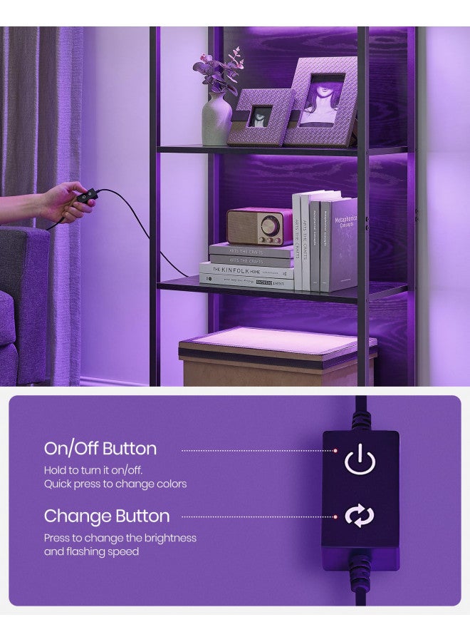 VASAGLE 6-Tier LED Bookshelf, Display Shelf with Dimmable Lights, LED Bookcase with Steel Frame, 11.9 x 23.6 x 70.3 Inches, for Living Room, Bedroom, Office, Black with Wood Grain ULLS120B56 - Image 5