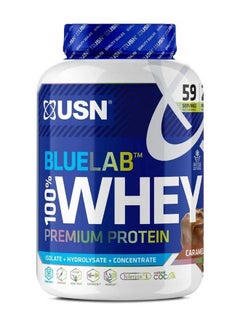 USN USN Blue Lab Whey Chocolate Caramel 2kg, Premium Whey Protein Powder, Scientifically-formulated, High Protein Post-Workout Powder Supplement with Added BCAAs  - Image 1