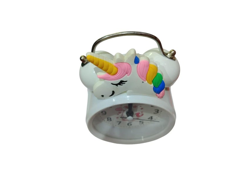 Unicorn White Colour Fancy Twin Bell Analog Table Alarm Clock with Night Led Light Extra Loud Alarm Clock NonTicking Quartz Metal Frame Body Battery Powered 11cm45cm for Loved Ones - Image 4