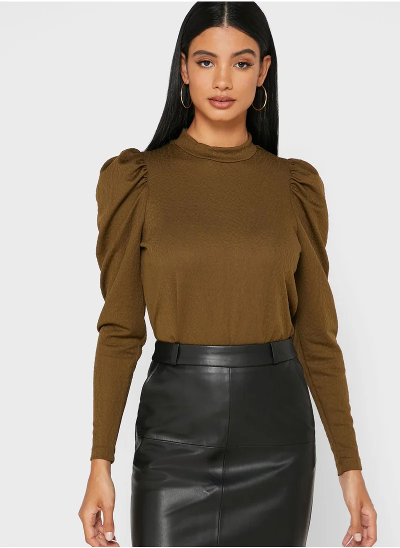 VERO MODA High Neck Puff Sleeve Detail Top