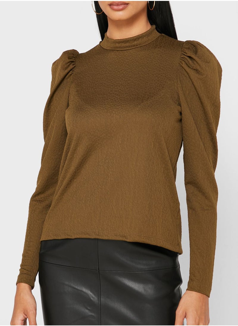 VERO MODA - High Neck Puff Sleeve Detail Top - Image 1