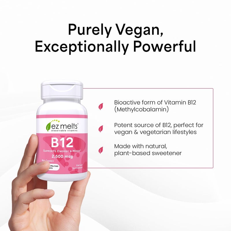 EZ Melts B12 Sublingual Vitamin 2,500 mcg, Methylcobalamin, Sugar-Free, 3-Month Supply - Image 4