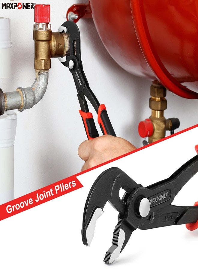 MAXPOWER 4-Piece Pliers Set: 8" Lineman, Diagonal Cutters, Needle Nose, 10" Water Pump Pliers - Image 3