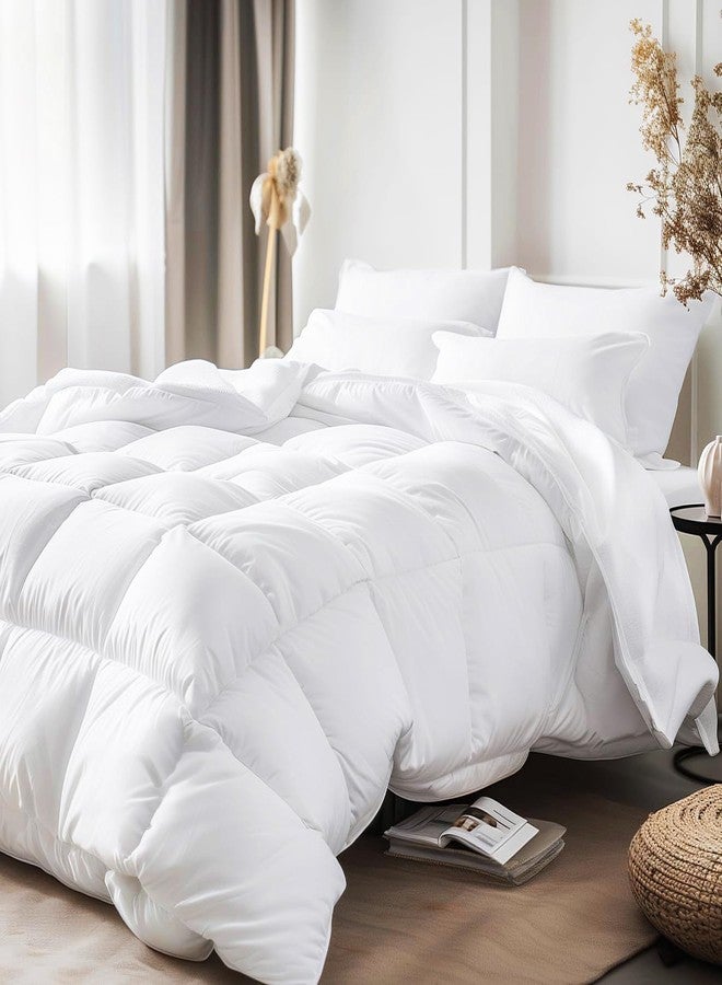 Royal Luxe Feather Duvet Insert Comforters Twin Size， All Season Warmth,Hotel Collection Comforter, 100% Cotton Feather Down Comforter 44 Oz Fluffy Medium Warmth 68x88 inch White - Image 1