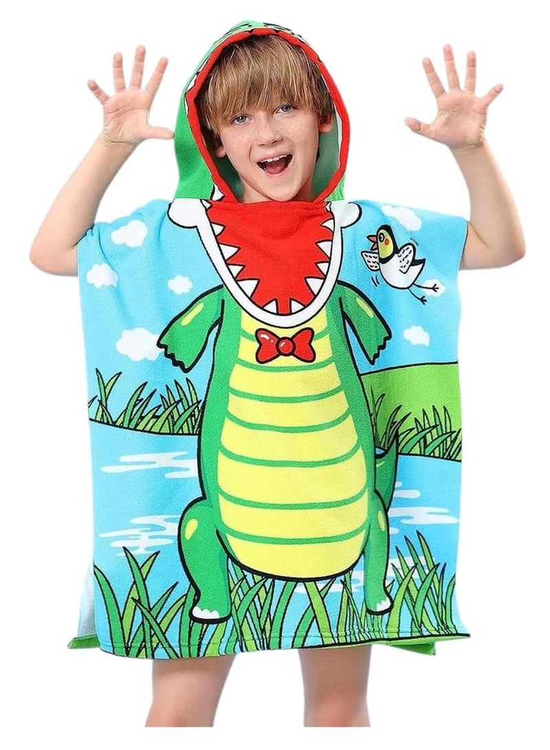Kids Hooded Towel – 60 x 120 cm | Multicolor Dinosaur Designs | Soft  Fun Bath Towel for Children | Absorbent Toddler Bathrobe | Perfect for Kids After Bath or Pool | Cute Dino Hooded Towel for Boys  Girls - Image 1