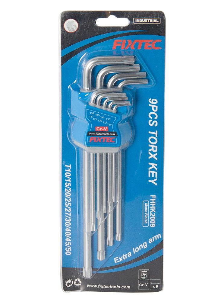 فيكس تيك FIXTEC 6 Point Star Tools 9 قطعة مفتاح توركس CR-V مع ذراع طويل جدًا - Image 3