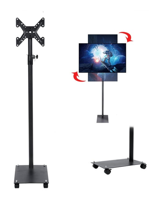 Mobile TV Stand for 12 to 42 inch TVs, Portable TV Stand with Lockable Wheels, TV Mount VESA Stand with Height Adjustable and 360 Degree Swivel Floor TV Stand for Bedroom Living Room Corner